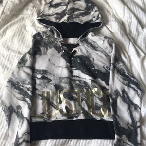Justice marble crop sweat shirt